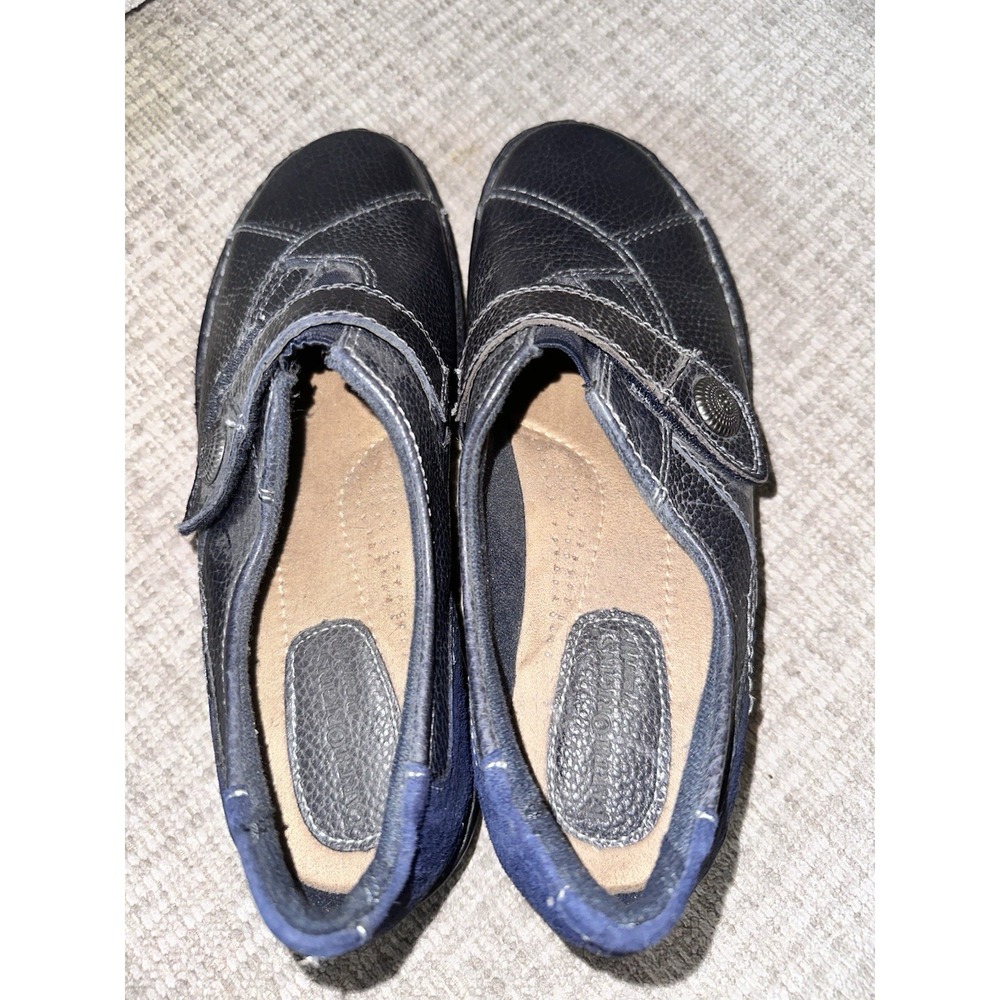 Earth Origins Shoes Womens 8 W Evelyn Slip On Comfort Loafers Navy Leather - Picture 5 of 7